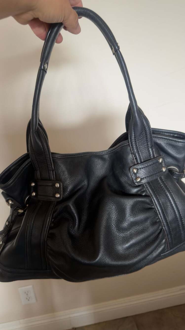 b. makowsky Black Leather Satchel